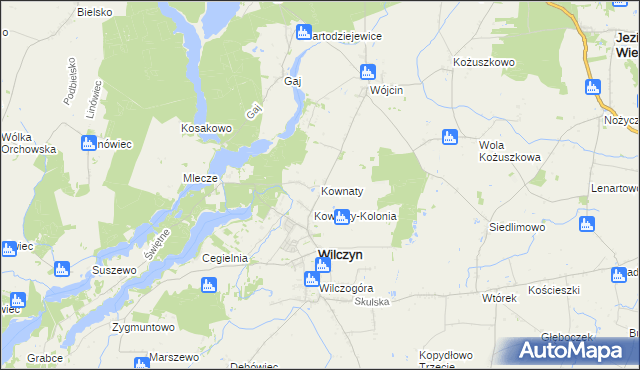 mapa Kownaty gmina Wilczyn, Kownaty gmina Wilczyn na mapie Targeo