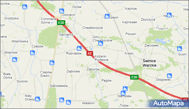 mapa Kozanki Podleśne, Kozanki Podleśne na mapie Targeo