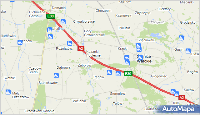 mapa Kozanki Wielkie, Kozanki Wielkie na mapie Targeo