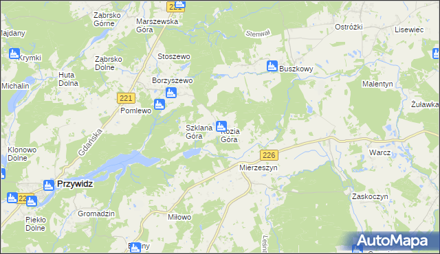 mapa Kozia Góra gmina Przywidz, Kozia Góra gmina Przywidz na mapie Targeo