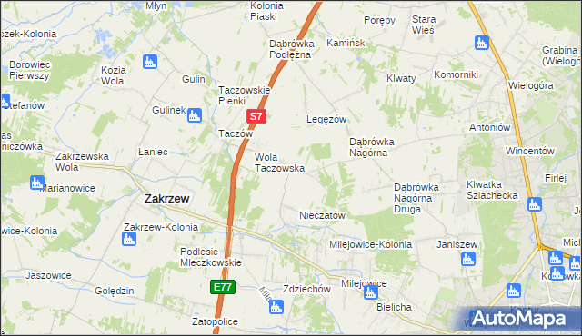 mapa Kozinki, Kozinki na mapie Targeo