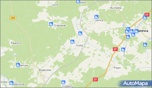 mapa Koźla, Koźla na mapie Targeo