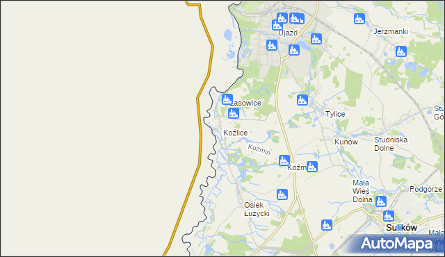 mapa Koźlice gmina Zgorzelec, Koźlice gmina Zgorzelec na mapie Targeo