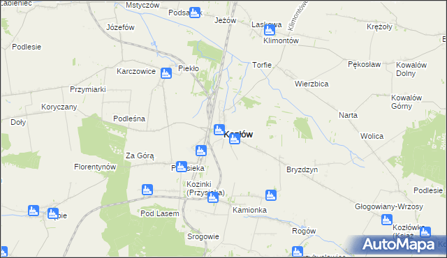 mapa Kozłów powiat miechowski, Kozłów powiat miechowski na mapie Targeo