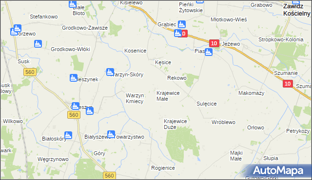 mapa Krajewice Małe, Krajewice Małe na mapie Targeo