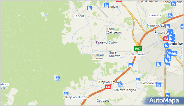 mapa Krajewo Borowe, Krajewo Borowe na mapie Targeo