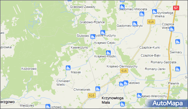 mapa Krajewo-Kłódki, Krajewo-Kłódki na mapie Targeo