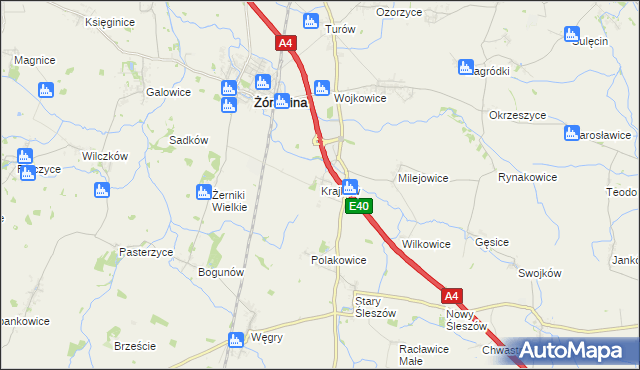 mapa Krajków gmina Żórawina, Krajków gmina Żórawina na mapie Targeo