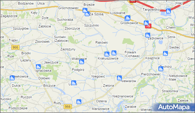 mapa Krakuszowice, Krakuszowice na mapie Targeo