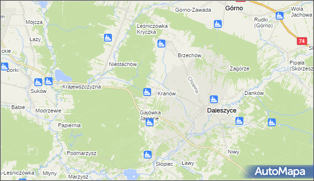 mapa Kranów, Kranów na mapie Targeo