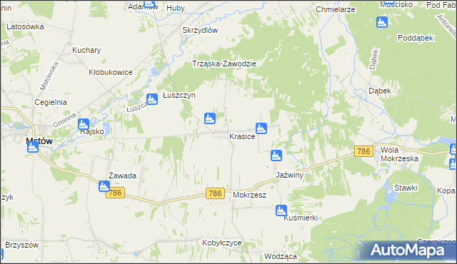 mapa Krasice gmina Mstów, Krasice gmina Mstów na mapie Targeo