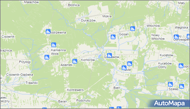 mapa Krasna gmina Stąporków, Krasna gmina Stąporków na mapie Targeo