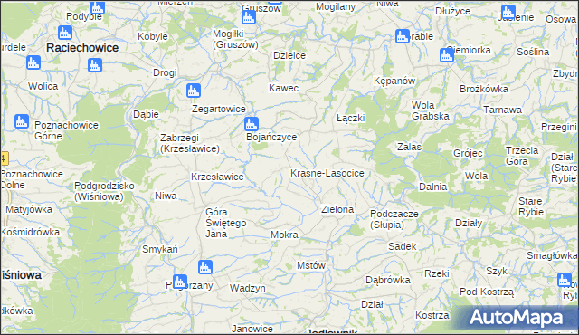 mapa Krasne-Lasocice, Krasne-Lasocice na mapie Targeo