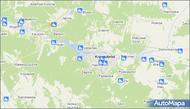 mapa Krasnobród, Krasnobród na mapie Targeo