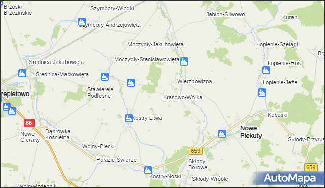 mapa Krasowo-Wólka, Krasowo-Wólka na mapie Targeo