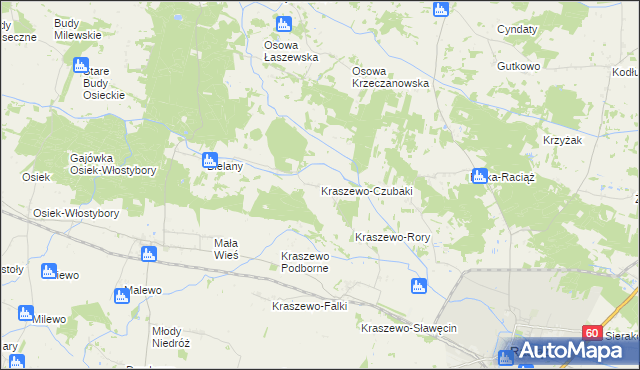 mapa Kraszewo-Czubaki, Kraszewo-Czubaki na mapie Targeo