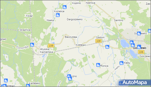 mapa Kretlewo, Kretlewo na mapie Targeo