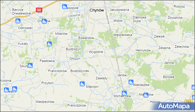 mapa Krężel gmina Chynów, Krężel gmina Chynów na mapie Targeo