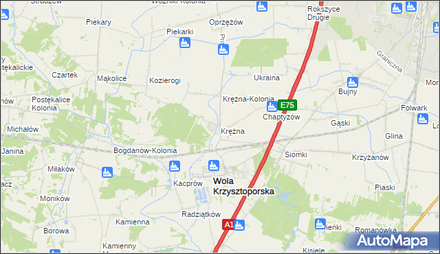 mapa Krężna, Krężna na mapie Targeo