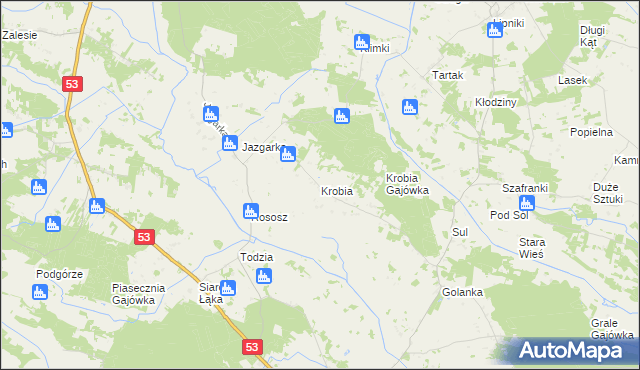 mapa Krobia gmina Kadzidło, Krobia gmina Kadzidło na mapie Targeo