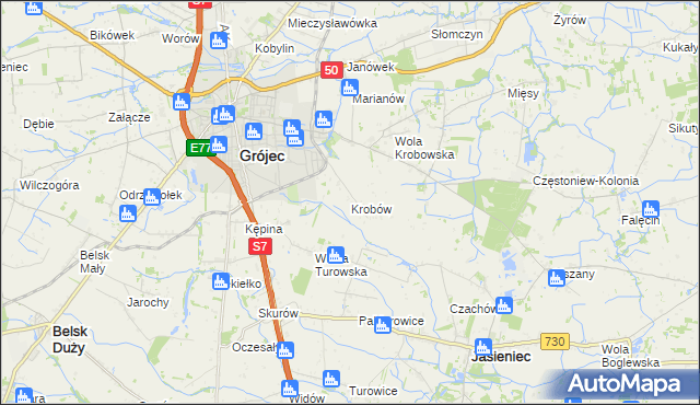 mapa Krobów, Krobów na mapie Targeo