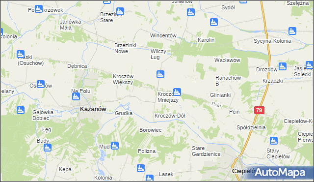mapa Kroczów Mniejszy, Kroczów Mniejszy na mapie Targeo
