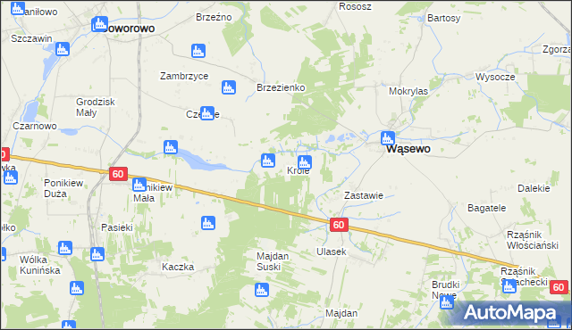 mapa Króle gmina Wąsewo, Króle gmina Wąsewo na mapie Targeo