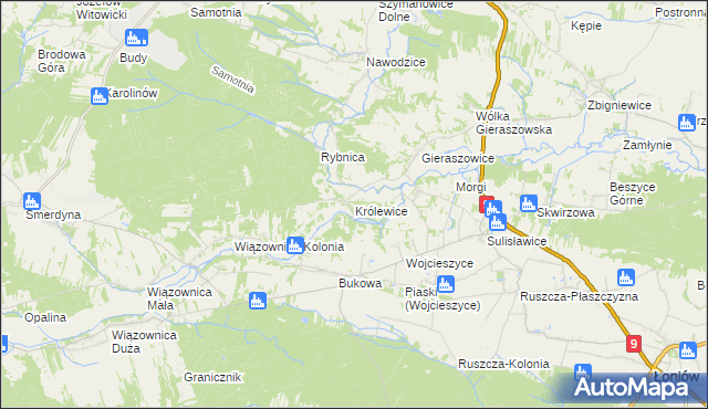 mapa Królewice gmina Łoniów, Królewice gmina Łoniów na mapie Targeo