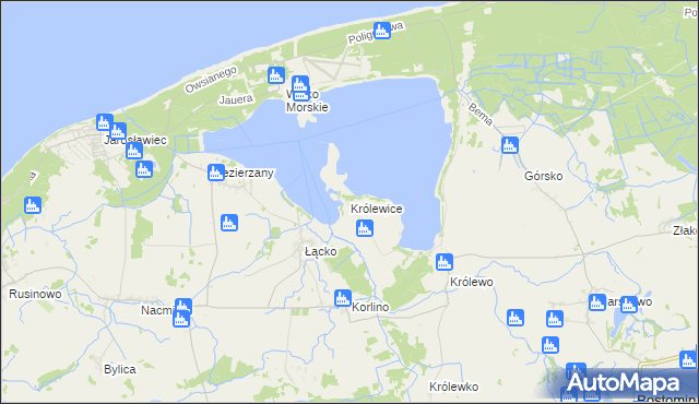 mapa Królewice gmina Postomino, Królewice gmina Postomino na mapie Targeo