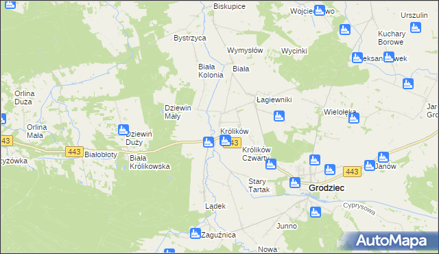 mapa Królików, Królików na mapie Targeo