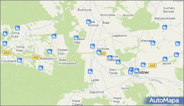 mapa Królików Kolonia, Królików Kolonia na mapie Targeo