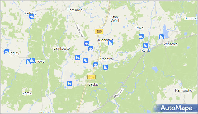 mapa Kronowo gmina Barczewo, Kronowo gmina Barczewo na mapie Targeo