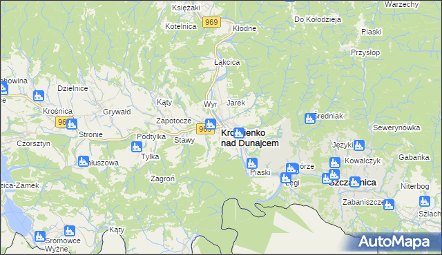 mapa Krościenko nad Dunajcem, Krościenko nad Dunajcem na mapie Targeo