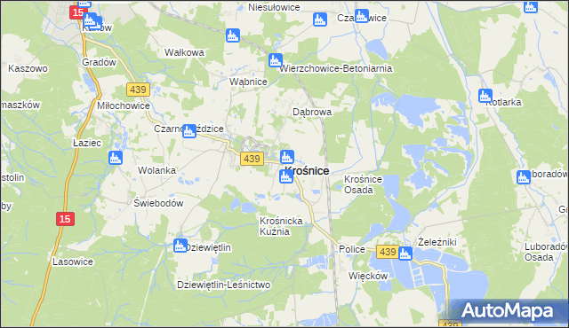 mapa Krośnice powiat milicki, Krośnice powiat milicki na mapie Targeo