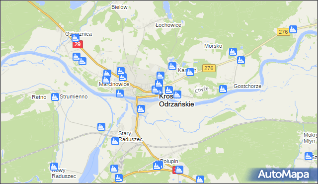 mapa Krosno Odrzańskie, Krosno Odrzańskie na mapie Targeo