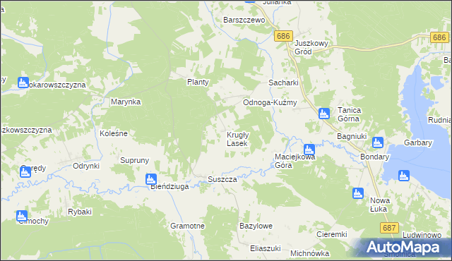 mapa Krugły Lasek, Krugły Lasek na mapie Targeo