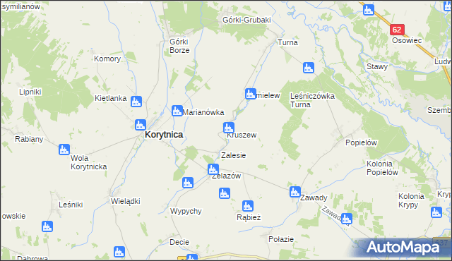 mapa Kruszew gmina Korytnica, Kruszew gmina Korytnica na mapie Targeo