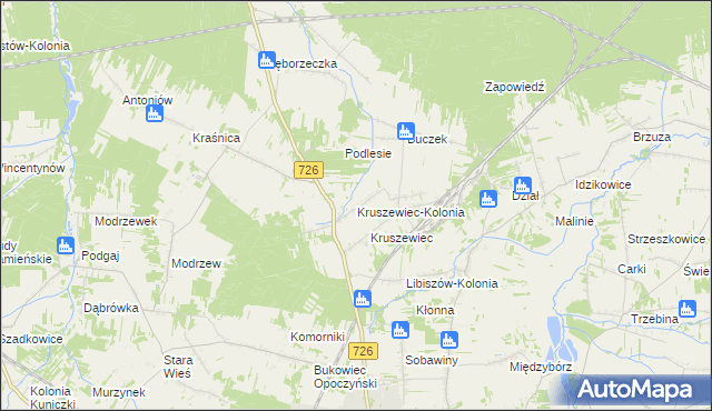 mapa Kruszewiec-Kolonia, Kruszewiec-Kolonia na mapie Targeo