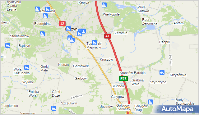 mapa Kruszów, Kruszów na mapie Targeo