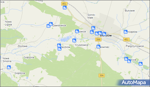 mapa Kruszowice, Kruszowice na mapie Targeo