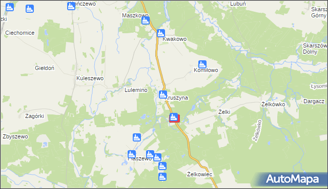 mapa Kruszyna gmina Kobylnica, Kruszyna gmina Kobylnica na mapie Targeo