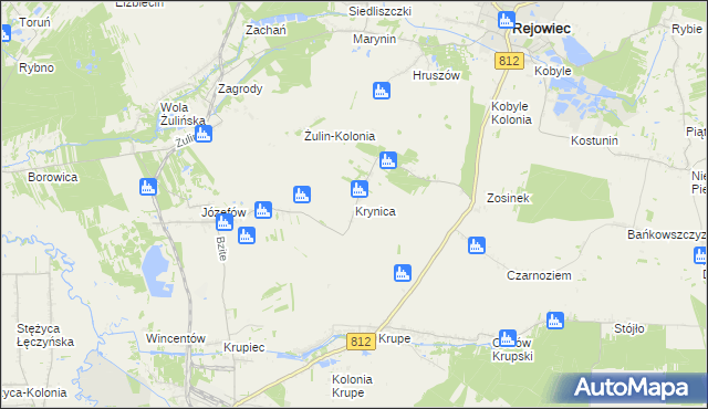 mapa Krynica gmina Krasnystaw, Krynica gmina Krasnystaw na mapie Targeo