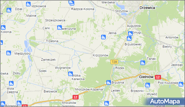 mapa Krzczonów gmina Drzewica, Krzczonów gmina Drzewica na mapie Targeo