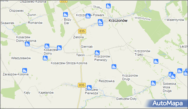 mapa Krzczonów Pierwszy, Krzczonów Pierwszy na mapie Targeo