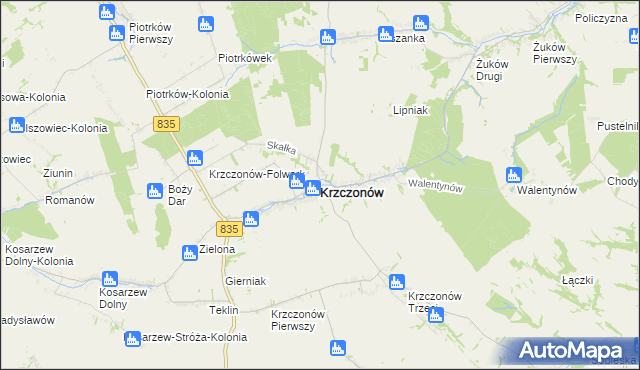 mapa Krzczonów powiat lubelski, Krzczonów powiat lubelski na mapie Targeo