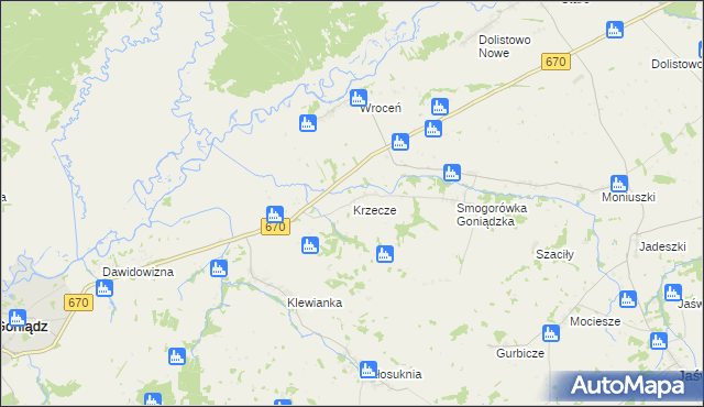 mapa Krzecze, Krzecze na mapie Targeo