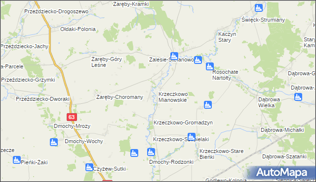 mapa Krzeczkowo Mianowskie, Krzeczkowo Mianowskie na mapie Targeo