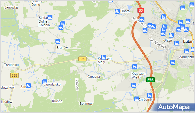 mapa Krzeczyn Mały, Krzeczyn Mały na mapie Targeo