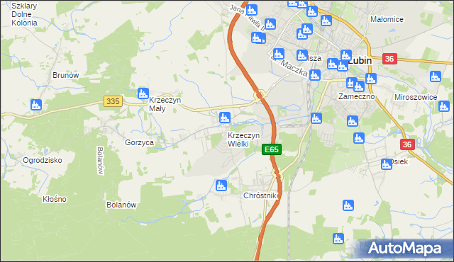 mapa Krzeczyn Wielki, Krzeczyn Wielki na mapie Targeo