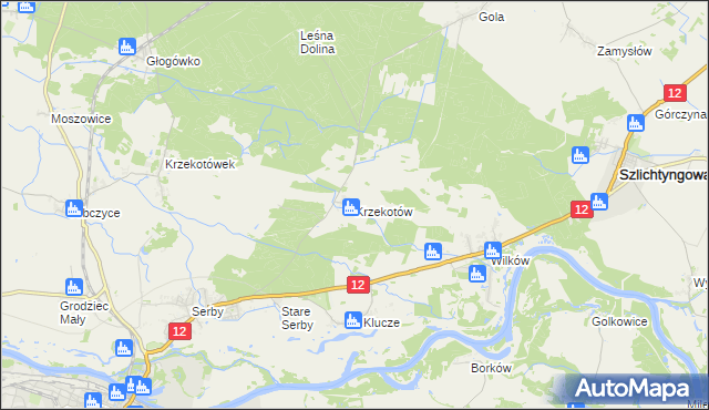 mapa Krzekotów, Krzekotów na mapie Targeo